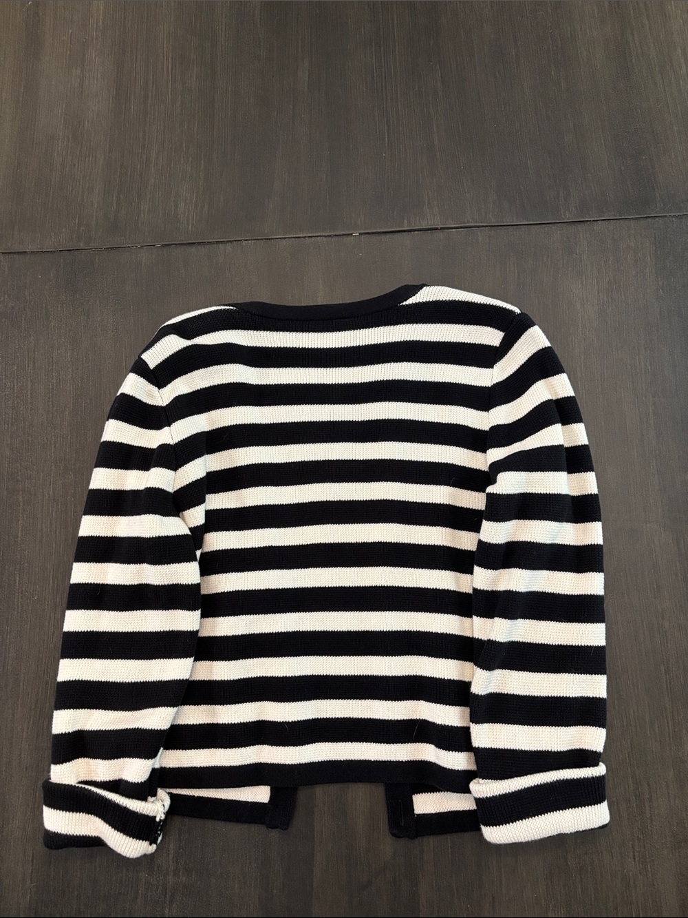 LOFT Black and White Striped Women’s Cardigan Jacket - Picture 3 of 4